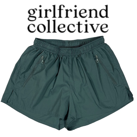 girlfriend collective Pants - Girlfriend Collection Moss Gazelle Short Lined Zippered Pockets Drawstring XS